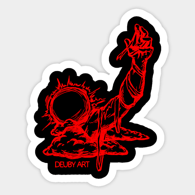 Sun God (Red) - Deuby Art Sticker by Deuby Art